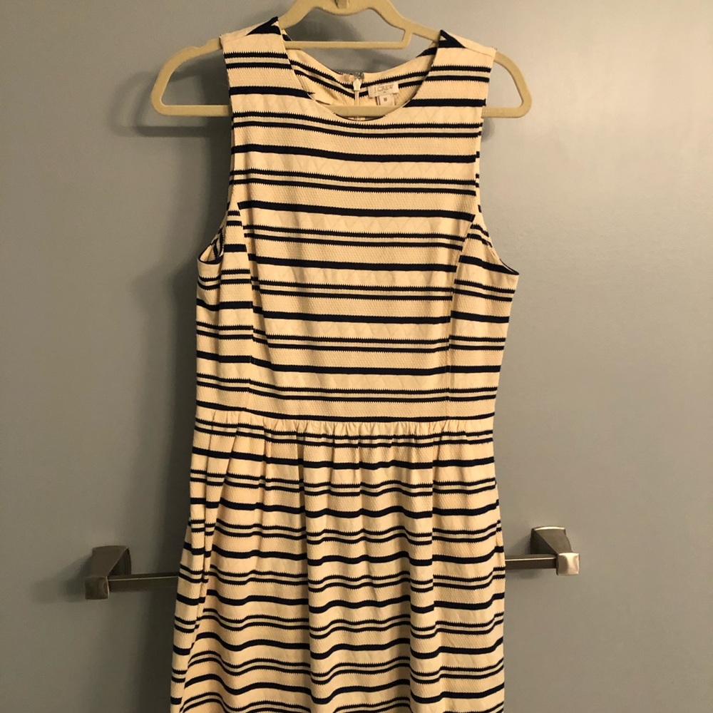 J Crew Blue and Cream Striped Dress